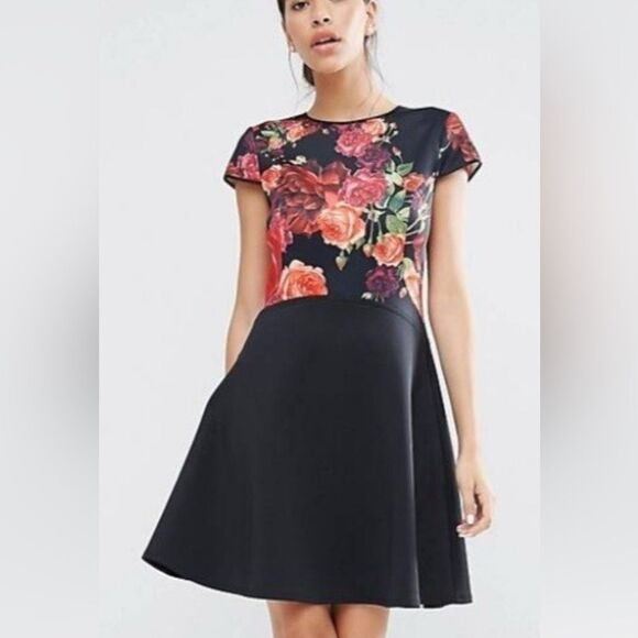 Ted Baker Xylee Floral Print Skater Dress size 2 - Picture 1 of 8